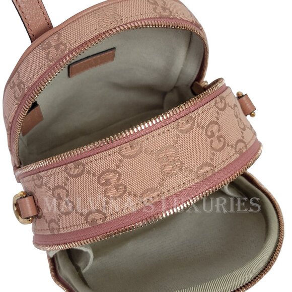 GUCCI BAG 739701 OPHIDIA MINI CROSSBODY PINK GG CANVAS ROSE HARDWARE - Picture 13 of 16
